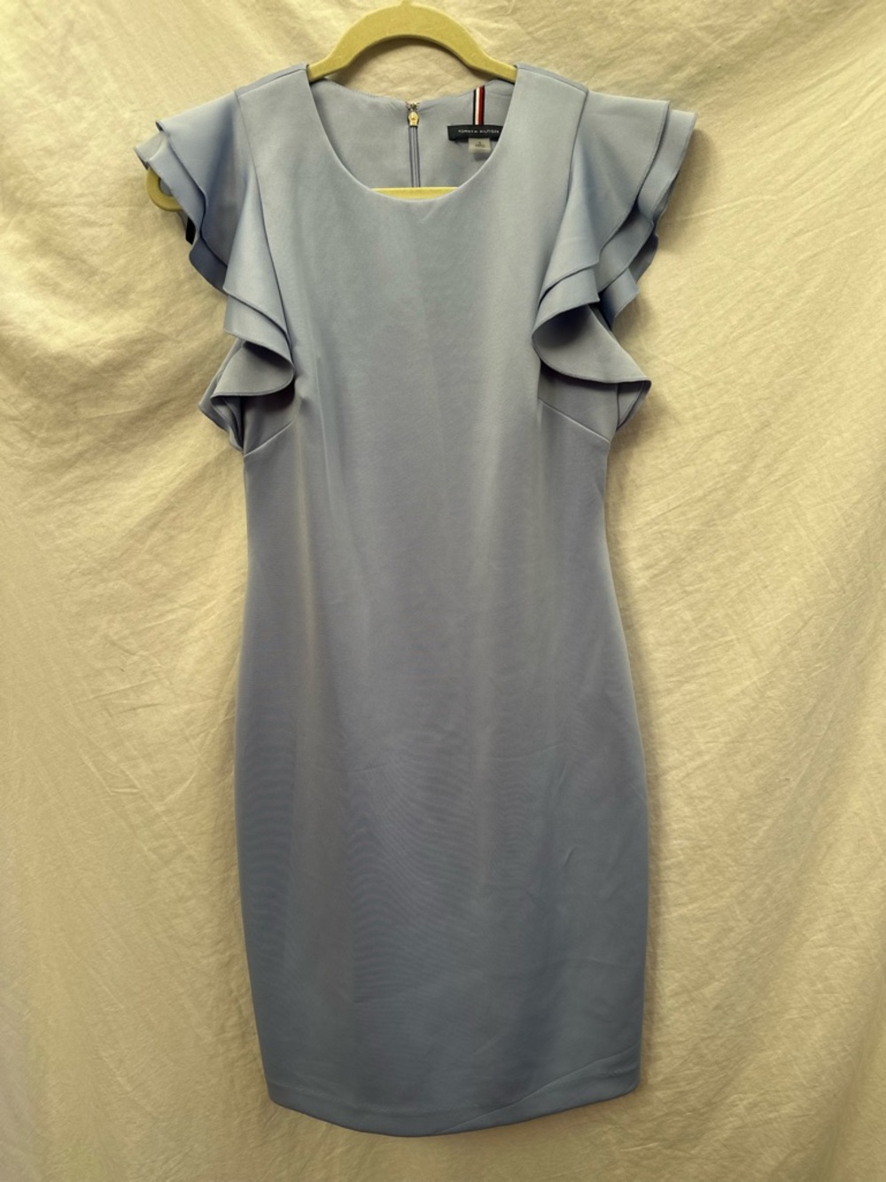Tommy Hilfiger Light Blue Ruffle Sleeve Midi Dress